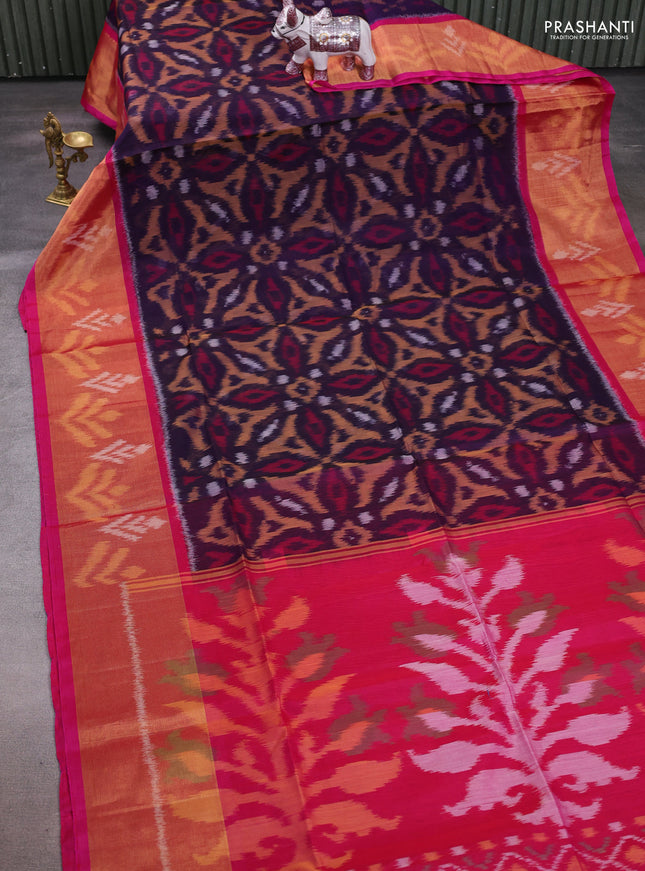 Violet & Pink Ikat Silk Cotton Saree