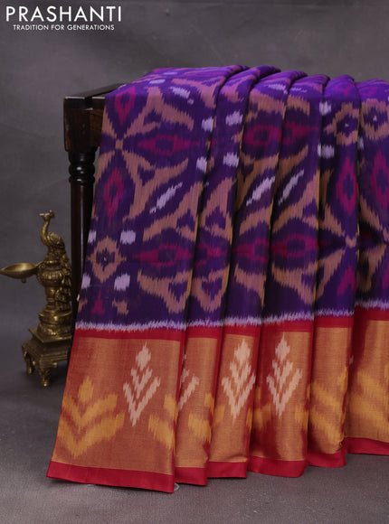 Violet & Red Ikat Silk Cotton Saree