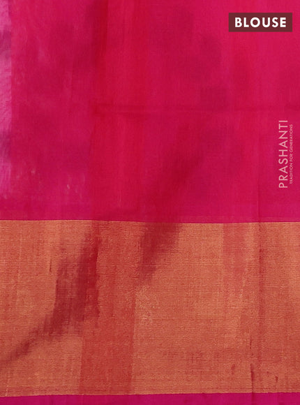 Off White & Pink Ikat Silk Cotton Saree