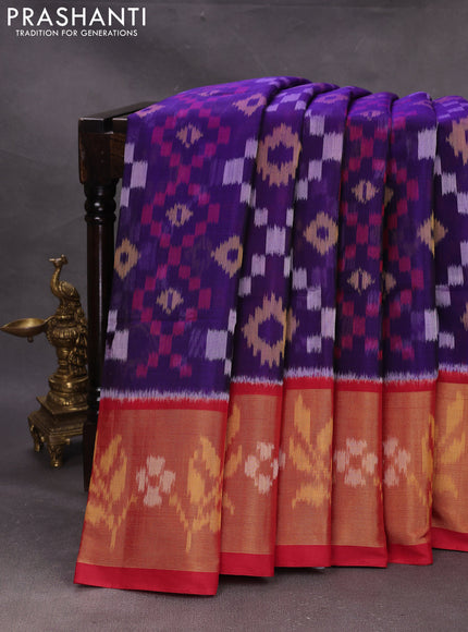 Violet & Red Ikat Silk Cotton Saree