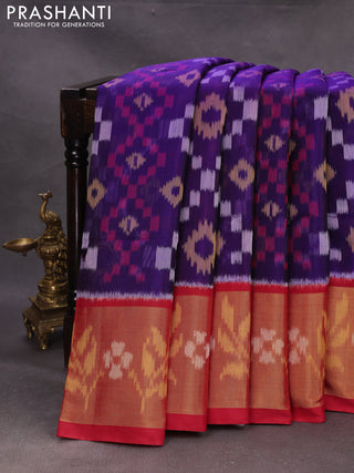 Violet & Red Ikat Silk Cotton Saree