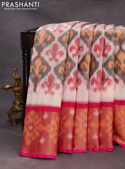 Peach & Pink Ikat Silk Cotton Saree