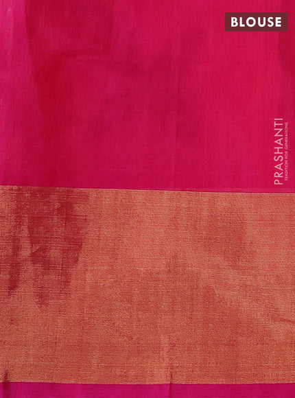 Off White & Pink Ikat Silk Cotton Saree