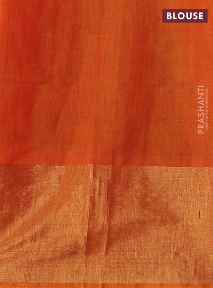 Coffee Brown & Mustard Yellow Ikat Silk Cotton Saree