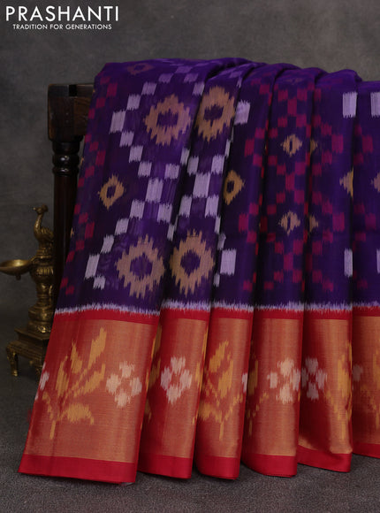 Violet & Red Ikat Silk Cotton Saree