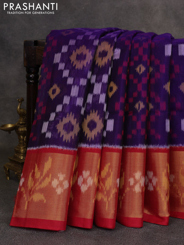 Violet & Red Ikat Silk Cotton Saree