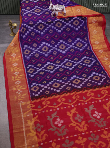 Violet & Red Ikat Silk Cotton Saree