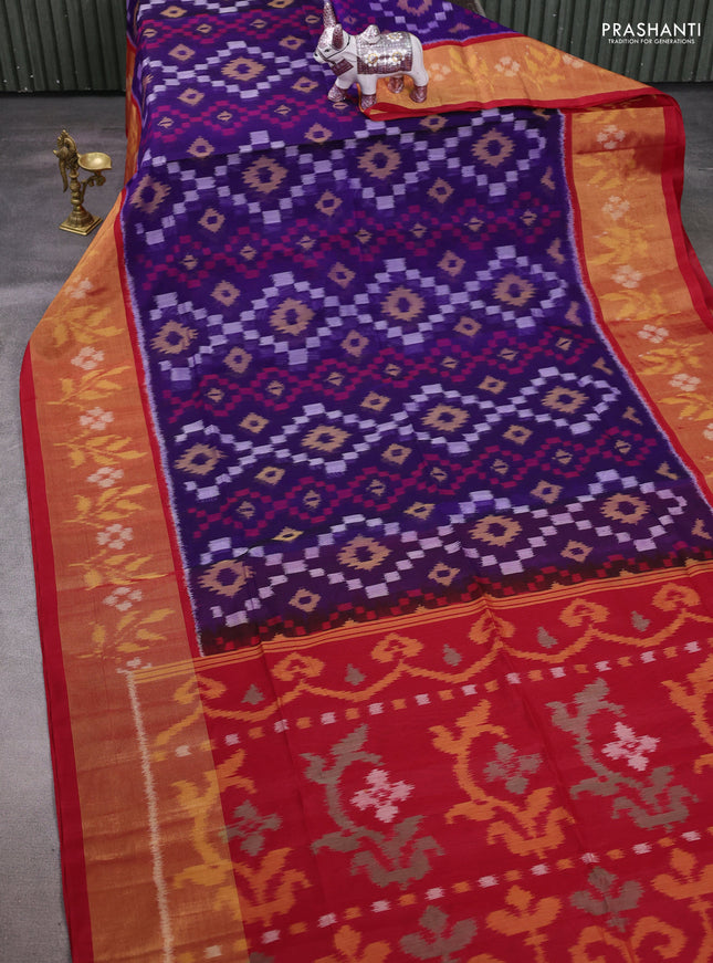 Violet & Red Ikat Silk Cotton Saree