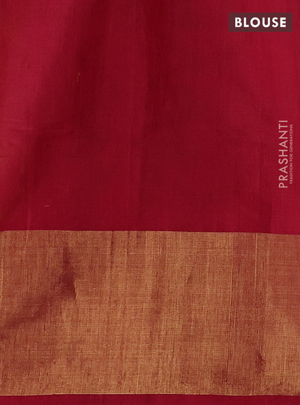 Lime Green & Red Ikat Silk Cotton Saree