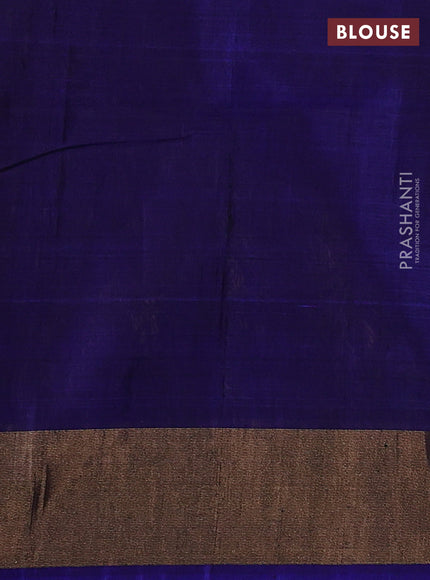 Pale Yellow & Blue Ikat Silk Cotton Saree