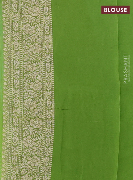 Teal & Lime Green Ombre Banarasi Georgette Saree