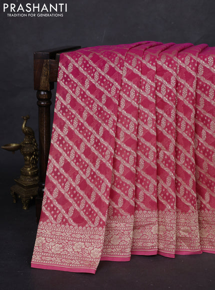Pink & Orange Ombre Banarasi Georgette Saree