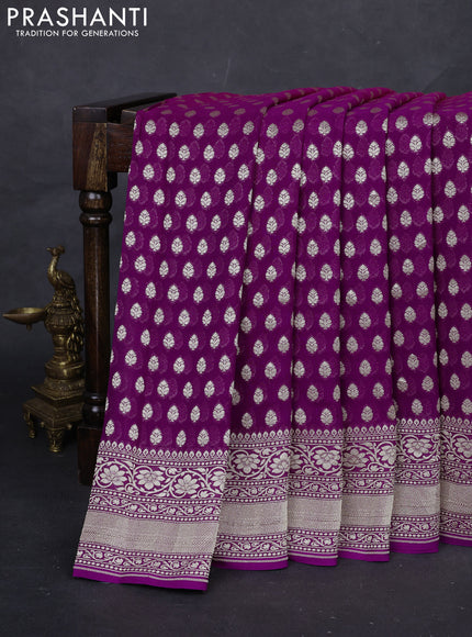 Magenta & Purple Ombre Banarasi Georgette Saree
