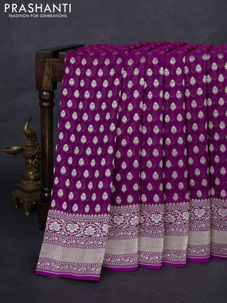 Magenta & Purple Ombre Banarasi Georgette Saree