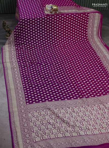 Magenta & Purple Ombre Banarasi Georgette Saree