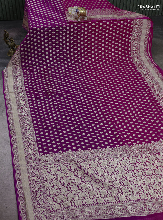 Magenta & Purple Ombre Banarasi Georgette Saree