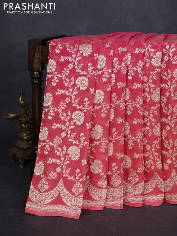 Pink & Orange Ombre Banarasi Georgette Saree