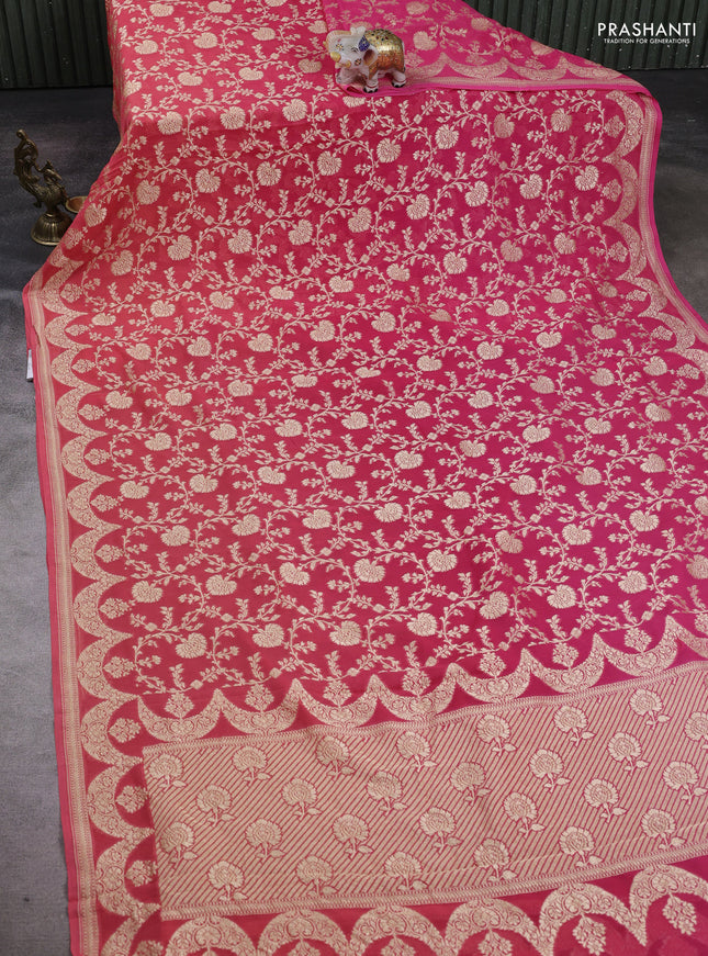 Pink & Orange Ombre Banarasi Georgette Saree