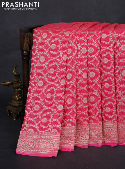 Orange & Pink Ombre Banarasi Georgette Saree