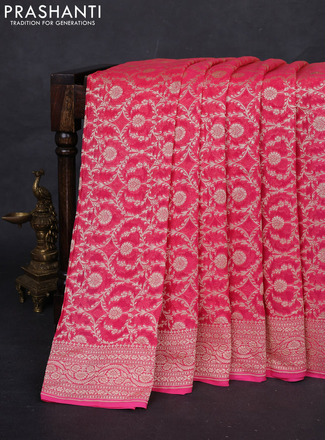 Orange & Pink Ombre Banarasi Georgette Saree