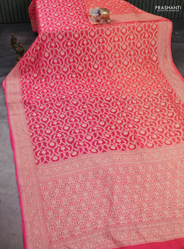 Orange & Pink Ombre Banarasi Georgette Saree