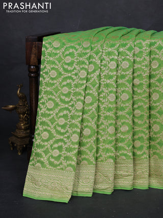Teal Green & Light Green Ombre Banarasi Georgette Saree