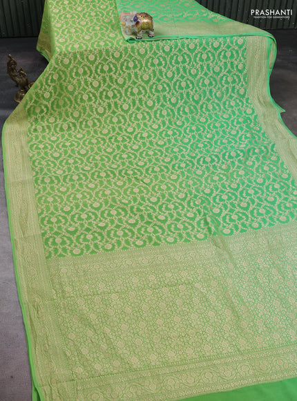 Teal Green & Light Green Ombre Banarasi Georgette Saree