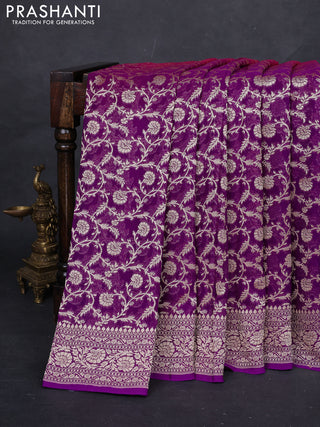 Magenta & Purple Ombre Banarasi Georgette Saree