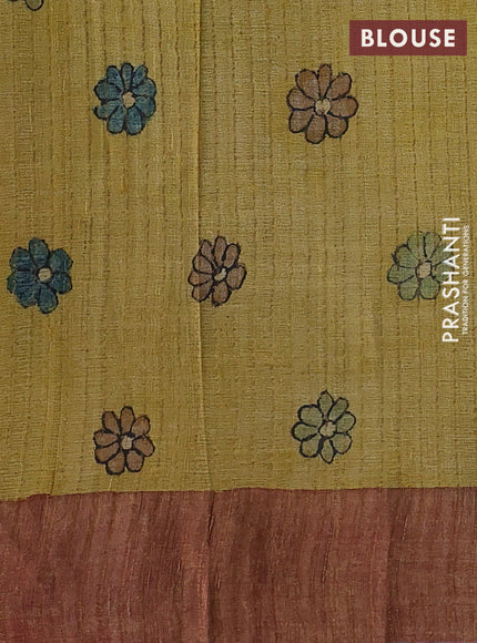 Grey & Mauve Pink Pure Tussar Silk - Pen Kalamkari Prints