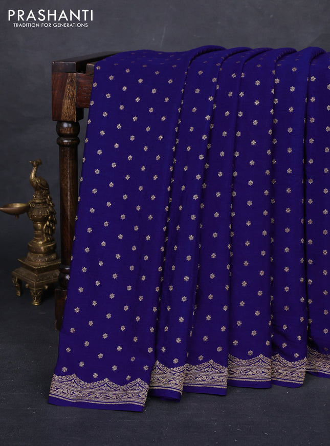 Blue & Red Banarasi Crepe Saree
