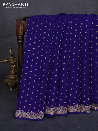 Blue & Red Banarasi Crepe Saree