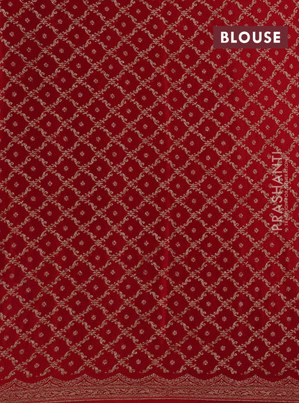Blue & Red Banarasi Crepe Saree