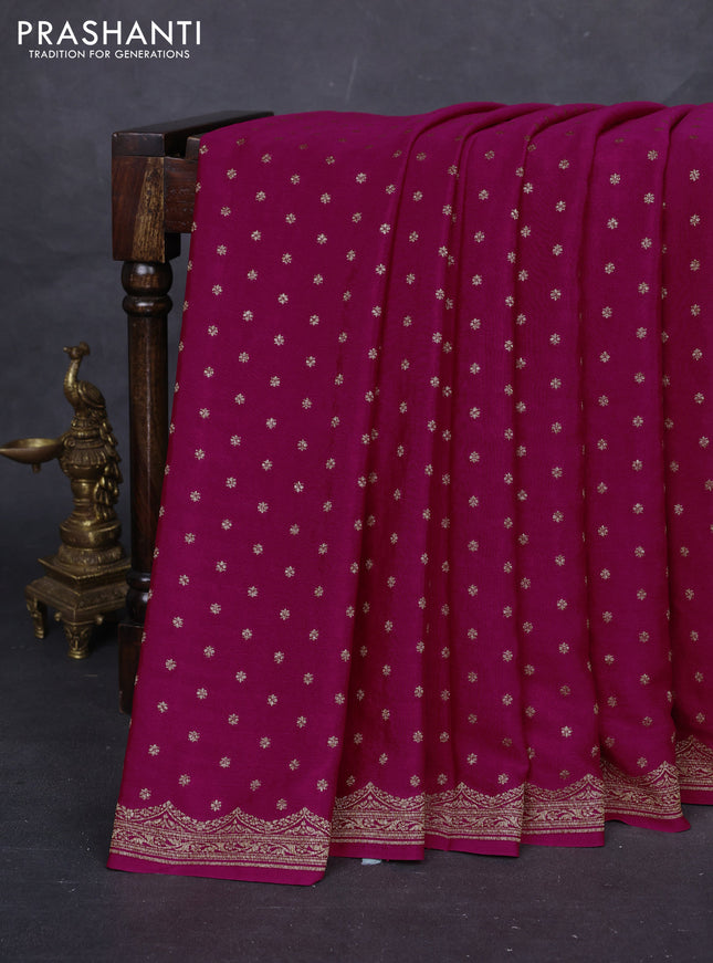 Pink & Purple Banarasi Crepe Saree
