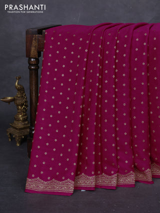 Pink & Purple Banarasi Crepe Saree