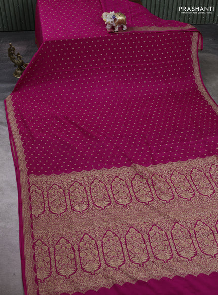 Pink & Purple Banarasi Crepe Saree
