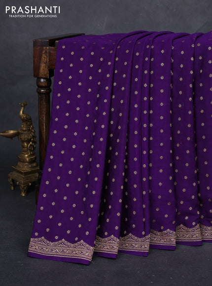 Violet & Green Banarasi Crepe Saree