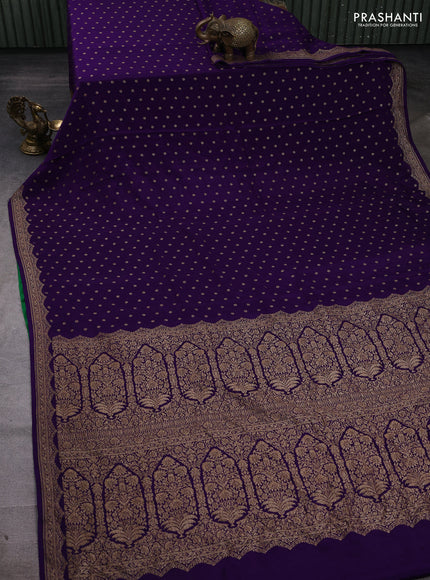 Violet & Green Banarasi Crepe Saree