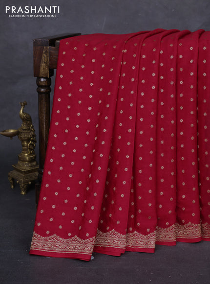 Red & Green Banarasi Crepe Saree