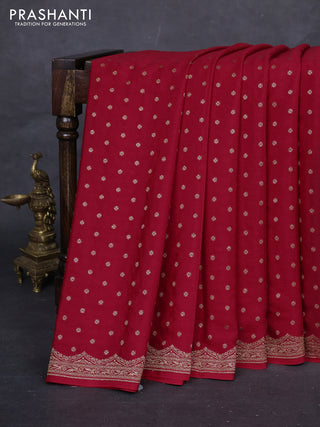 Red & Green Banarasi Crepe Saree
