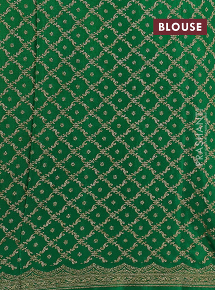 Red & Green Banarasi Crepe Saree