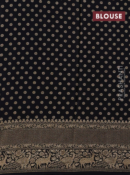 Peacock Blue & Black Banarasi Crepe Saree