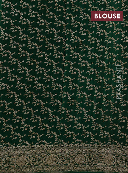 Red & Green Banarasi Crepe Saree