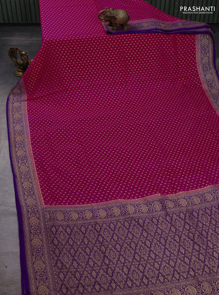 Pink & Purple Banarasi Crepe Saree