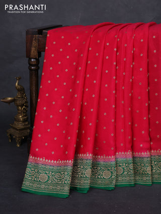 Red & Green Banarasi Crepe Saree