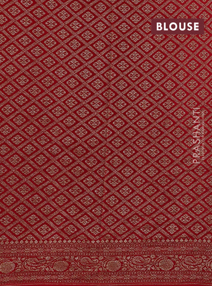 Peacock Blue & Red Banarasi Crepe Saree