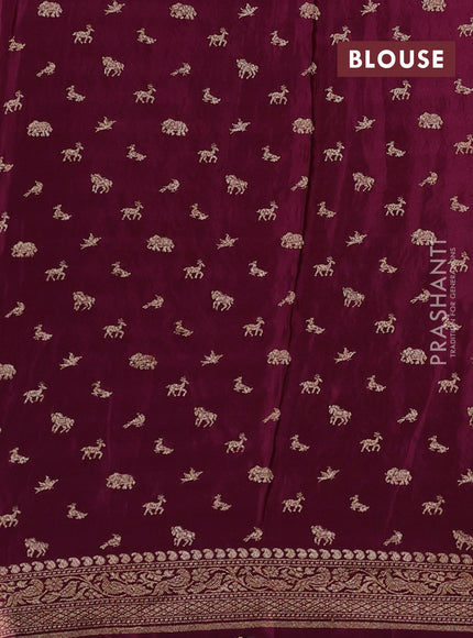 Wine Banarasi Crepe Saree
