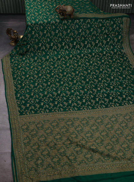 Green Banarasi Crepe Saree