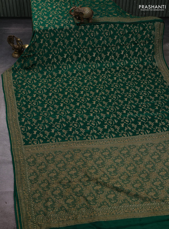 Green Banarasi Crepe Saree