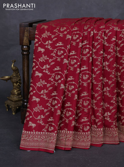 Maroon Banarasi Crepe Saree