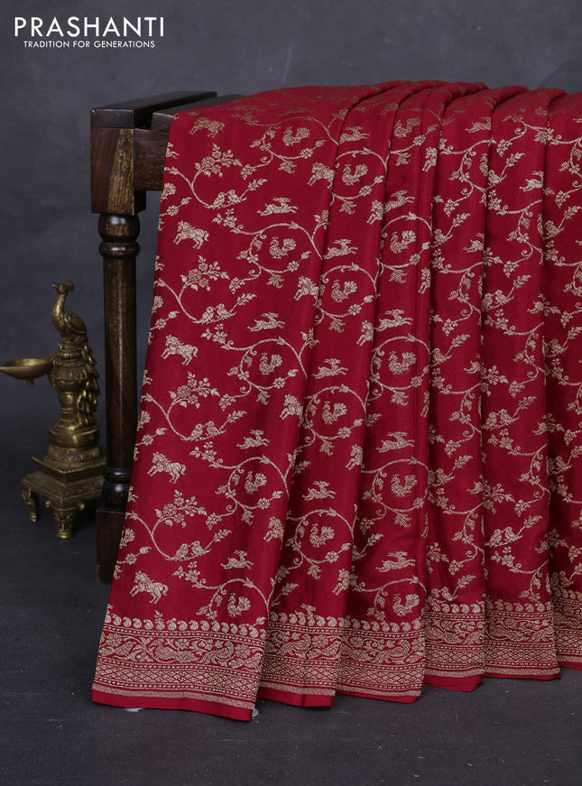 Maroon Banarasi Crepe Saree